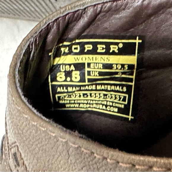 ROPER Beth Mule Slide Cowgirl Shoes US Womens Sz 8.5 Brown Detailed Faux Leather - Picture 11 of 11